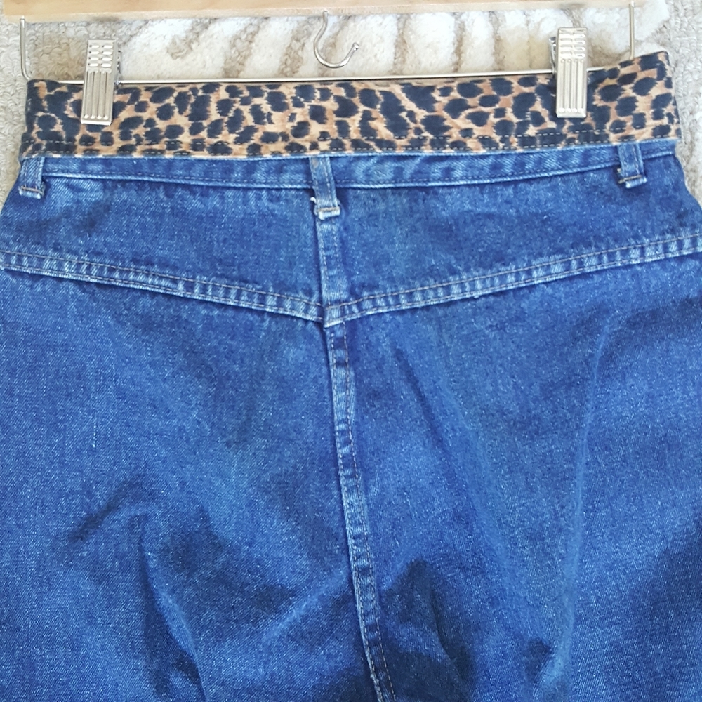 Vintage 1980's Cap Ferrat High Rise Leopard Detail Jeans - Picture 7 of 7